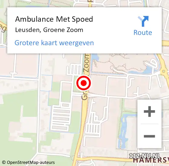 Locatie op kaart van de 112 melding: Ambulance Met Spoed Naar Leusden, Groene Zoom op 11 oktober 2017 16:27
