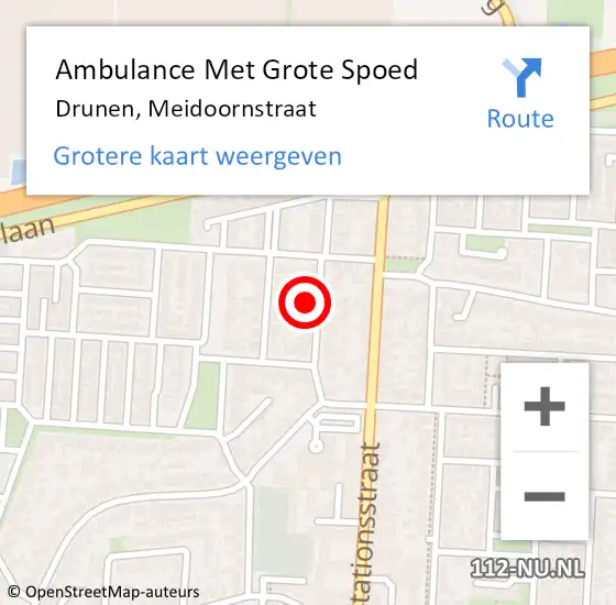 Locatie op kaart van de 112 melding: Ambulance Met Grote Spoed Naar Drunen, Meidoornstraat op 11 oktober 2017 17:15