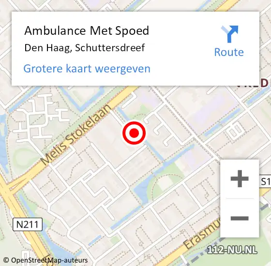 Locatie op kaart van de 112 melding: Ambulance Met Spoed Naar Den Haag, Schuttersdreef op 11 oktober 2017 18:02