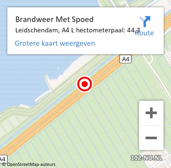 Locatie op kaart van de 112 melding: Brandweer Met Spoed Naar Leidschendam, A4 L hectometerpaal: 43,9 op 11 oktober 2017 18:29