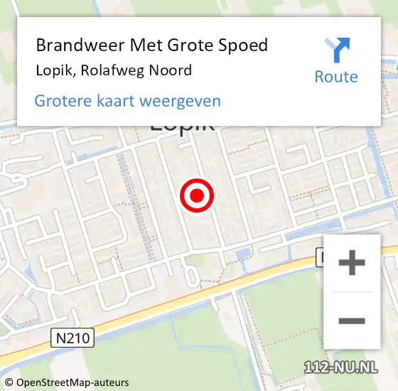 Locatie op kaart van de 112 melding: Brandweer Met Grote Spoed Naar Lopik, Rolafweg Noord op 11 oktober 2017 18:40