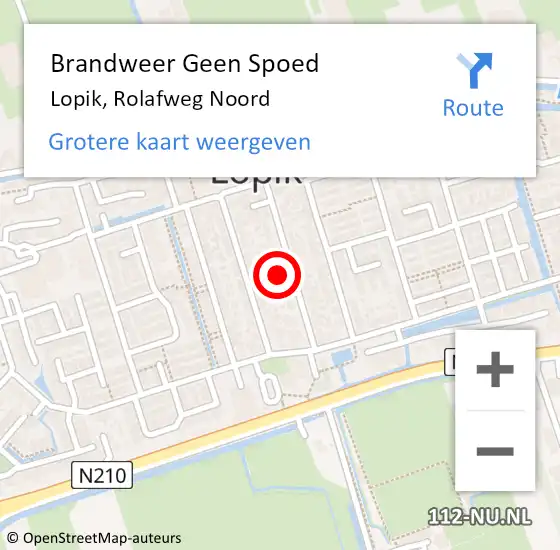 Locatie op kaart van de 112 melding: Brandweer Geen Spoed Naar Lopik, Rolafweg Noord op 11 oktober 2017 18:51