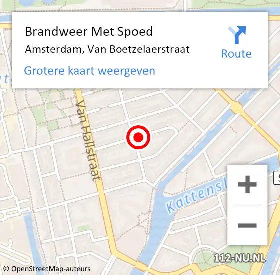 Locatie op kaart van de 112 melding: Brandweer Met Spoed Naar Amsterdam, Van Boetzelaerstraat op 11 oktober 2017 20:18