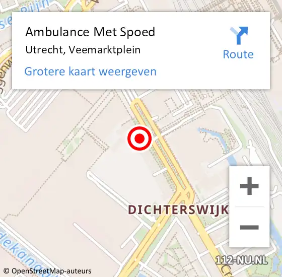 Locatie op kaart van de 112 melding: Ambulance Met Spoed Naar Utrecht, Veemarktplein op 11 oktober 2017 20:24