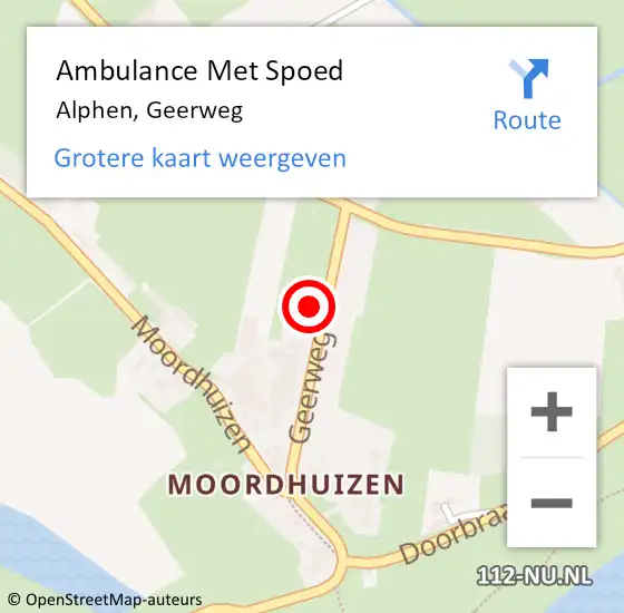 Locatie op kaart van de 112 melding: Ambulance Met Spoed Naar Alphen, Geerweg op 11 oktober 2017 21:22