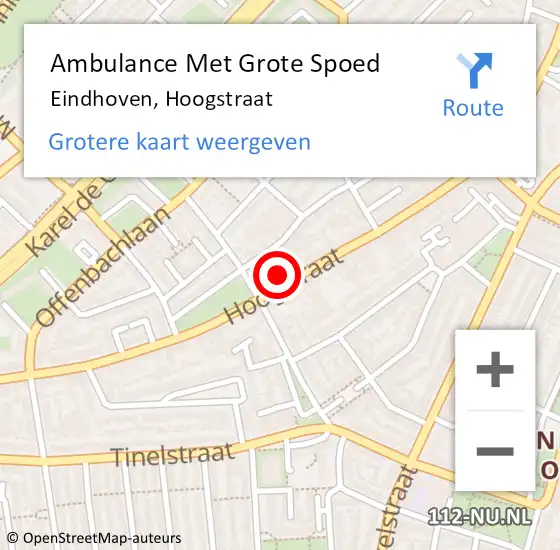 Locatie op kaart van de 112 melding: Ambulance Met Grote Spoed Naar Eindhoven, Hoogstraat op 11 oktober 2017 22:33