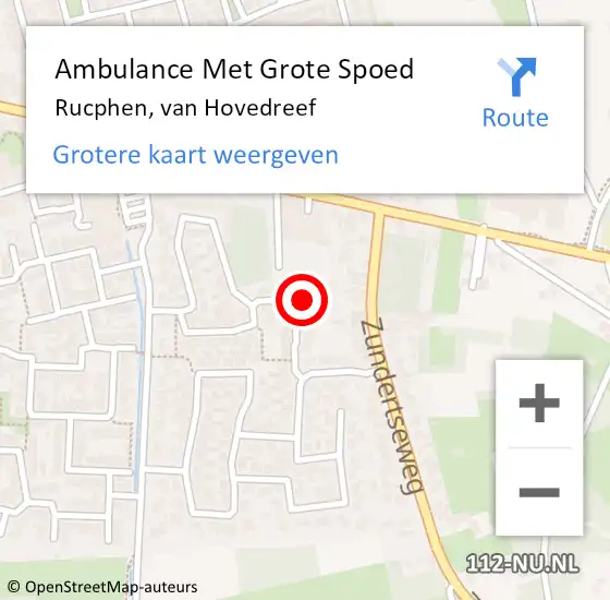 Locatie op kaart van de 112 melding: Ambulance Met Grote Spoed Naar Rucphen, van Hovedreef op 12 oktober 2017 00:09