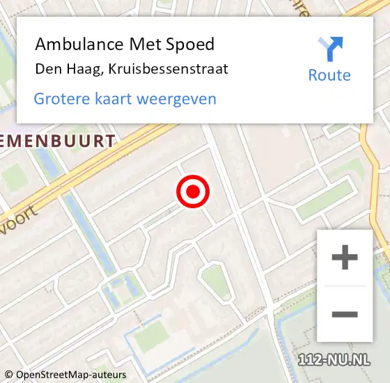 Locatie op kaart van de 112 melding: Ambulance Met Spoed Naar Den Haag, Kruisbessenstraat op 12 oktober 2017 05:57