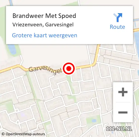 Locatie op kaart van de 112 melding: Brandweer Met Spoed Naar Vriezenveen, Garvesingel op 12 oktober 2017 08:08
