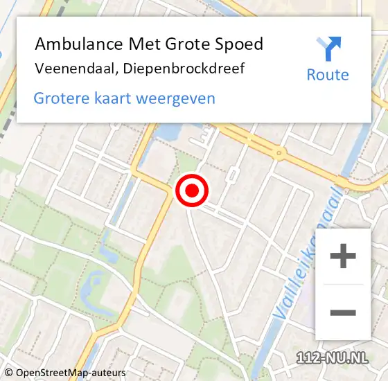 Locatie op kaart van de 112 melding: Ambulance Met Grote Spoed Naar Veenendaal, Diepenbrockdreef op 12 oktober 2017 08:48