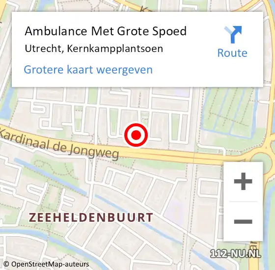 Locatie op kaart van de 112 melding: Ambulance Met Grote Spoed Naar Utrecht, Kernkampplantsoen op 12 oktober 2017 08:49