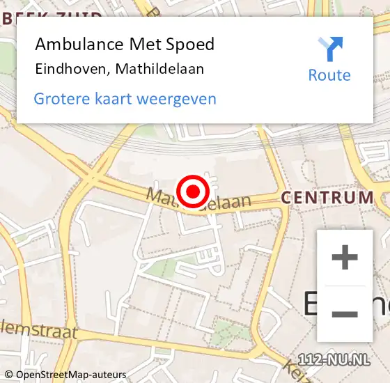 Locatie op kaart van de 112 melding: Ambulance Met Spoed Naar Eindhoven, Mathildelaan op 12 oktober 2017 09:35