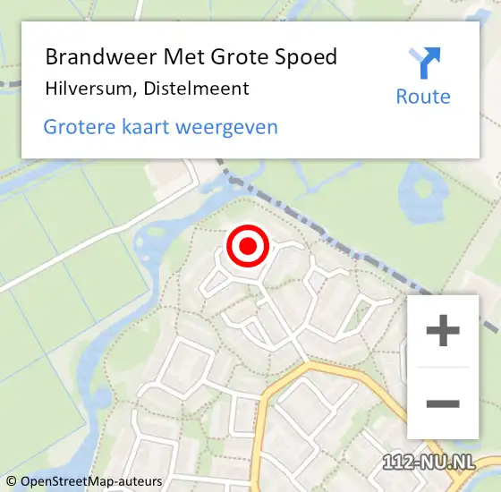 Locatie op kaart van de 112 melding: Brandweer Met Grote Spoed Naar Hilversum, Distelmeent op 12 oktober 2017 09:46