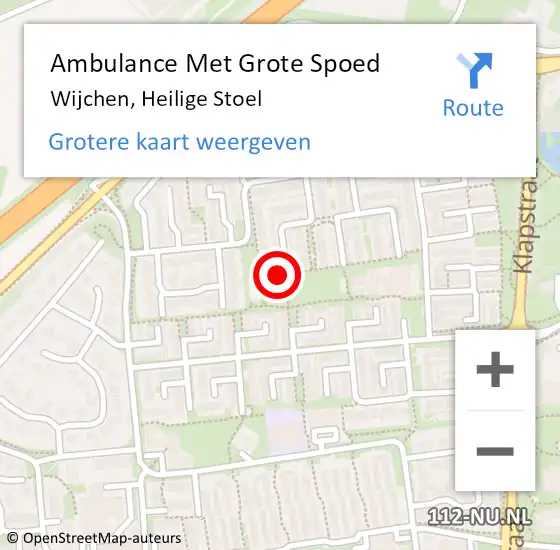 Locatie op kaart van de 112 melding: Ambulance Met Grote Spoed Naar Wijchen, Heilige Stoel op 12 oktober 2017 10:35