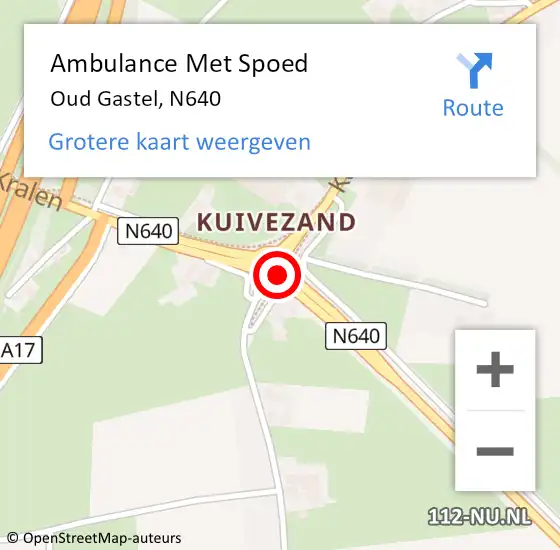 Locatie op kaart van de 112 melding: Ambulance Met Spoed Naar Oud Gastel, N640 op 12 oktober 2017 16:00