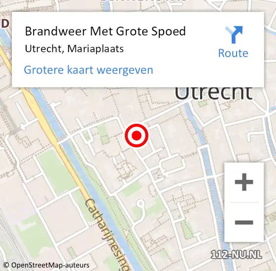 Locatie op kaart van de 112 melding: Brandweer Met Grote Spoed Naar Utrecht, Mariaplaats op 12 oktober 2017 16:25