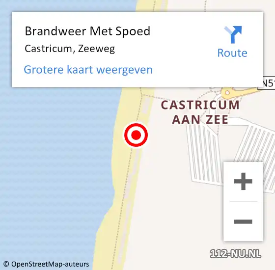 Locatie op kaart van de 112 melding: Brandweer Met Spoed Naar Castricum, Zeeweg op 12 oktober 2017 17:04