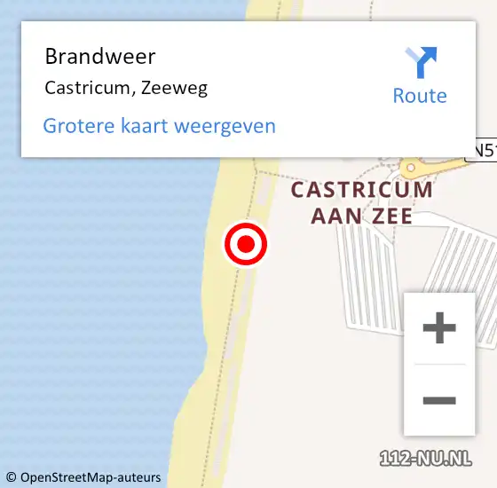Locatie op kaart van de 112 melding: Brandweer Castricum, Zeeweg op 12 oktober 2017 17:08