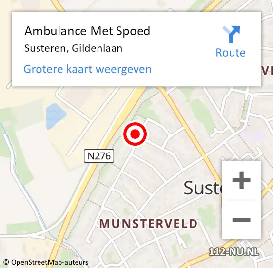 Locatie op kaart van de 112 melding: Ambulance Met Spoed Naar Susteren, Gildenlaan op 12 oktober 2017 17:27