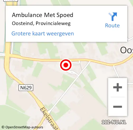 Locatie op kaart van de 112 melding: Ambulance Met Spoed Naar Oosteind, Provincialeweg op 12 oktober 2017 18:19