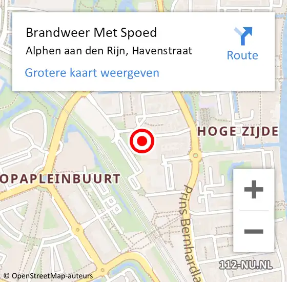 Locatie op kaart van de 112 melding: Brandweer Met Spoed Naar Alphen aan den Rijn, Havenstraat op 12 oktober 2017 19:47