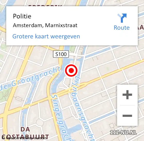 Locatie op kaart van de 112 melding: Politie Amsterdam, Marnixstraat op 12 oktober 2017 20:18