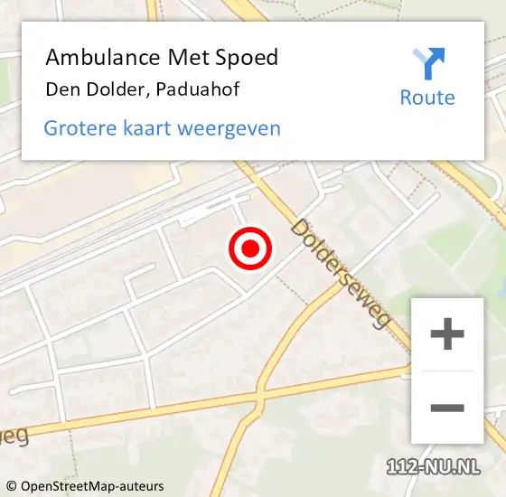 Locatie op kaart van de 112 melding: Ambulance Met Spoed Naar Den Dolder, Paduahof op 12 oktober 2017 20:52