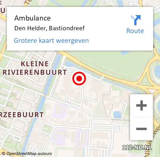 Locatie op kaart van de 112 melding: Ambulance Den Helder, Bastiondreef op 13 oktober 2017 01:38