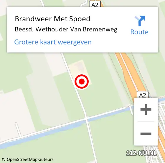 Locatie op kaart van de 112 melding: Brandweer Met Spoed Naar Beesd, Wethouder Van Bremenweg op 13 oktober 2017 03:11