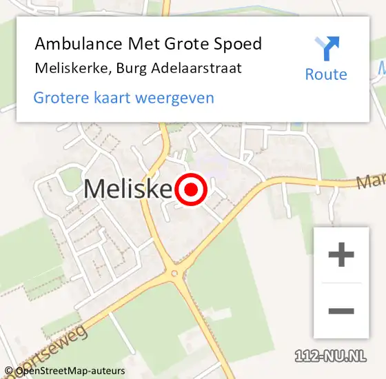 Locatie op kaart van de 112 melding: Ambulance Met Grote Spoed Naar Meliskerke, Burg Adelaarstraat op 13 oktober 2017 08:53