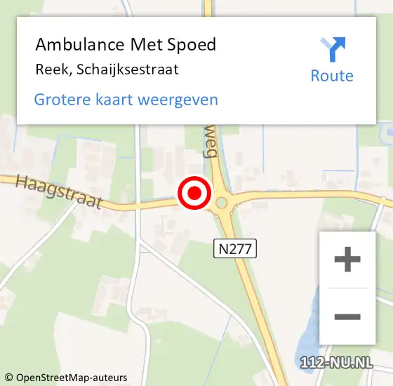 Locatie op kaart van de 112 melding: Ambulance Met Spoed Naar Reek, Schaijksestraat op 13 oktober 2017 13:18