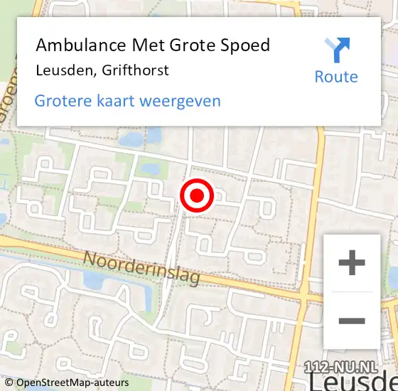 Locatie op kaart van de 112 melding: Ambulance Met Grote Spoed Naar Leusden, Grifthorst op 13 oktober 2017 13:59