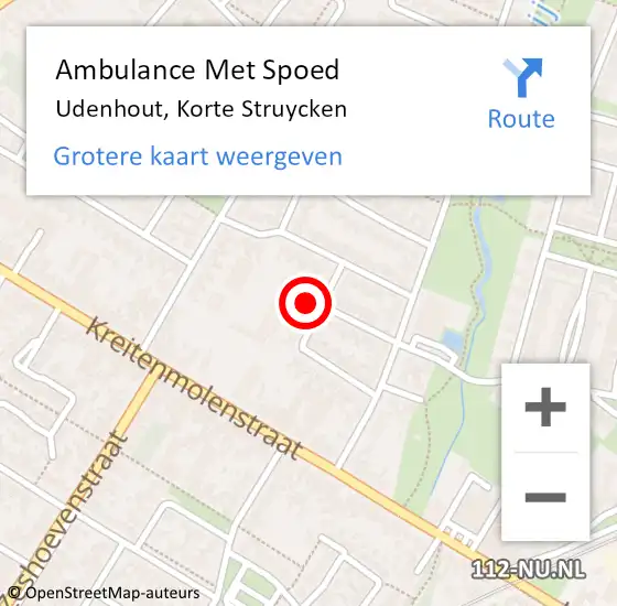 Locatie op kaart van de 112 melding: Ambulance Met Spoed Naar Udenhout, Korte Struycken op 13 oktober 2017 14:32