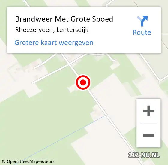 Locatie op kaart van de 112 melding: Brandweer Met Grote Spoed Naar Rheezerveen, Lentersdijk op 13 oktober 2017 14:40