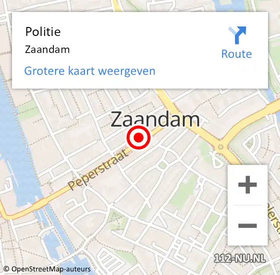 Locatie op kaart van de 112 melding: Politie Zaandam op 13 oktober 2017 15:20