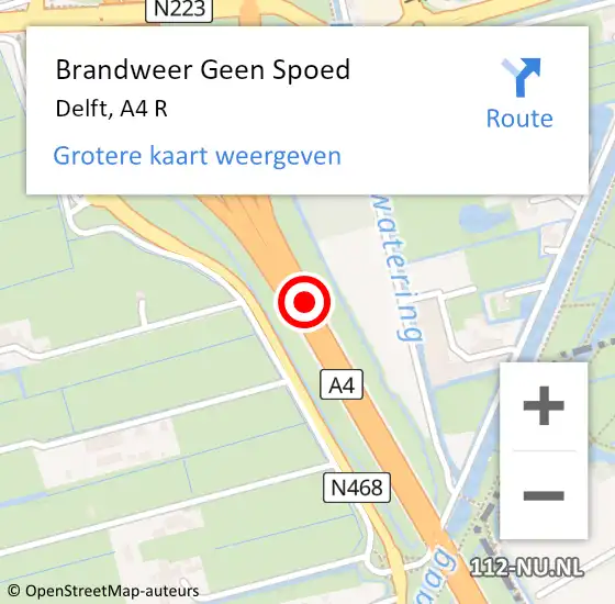 Locatie op kaart van de 112 melding: Brandweer Geen Spoed Naar Delft, A4 R op 13 oktober 2017 15:56