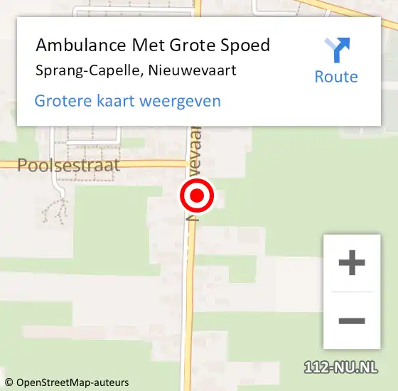 Locatie op kaart van de 112 melding: Ambulance Met Grote Spoed Naar Sprang-Capelle, Nieuwevaart op 13 oktober 2017 16:41