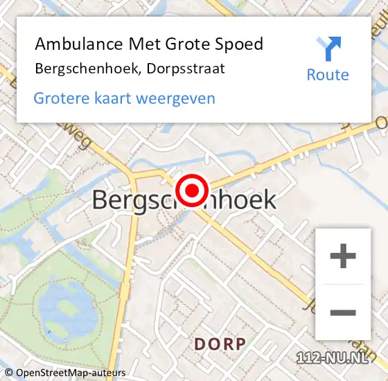 Locatie op kaart van de 112 melding: Ambulance Met Grote Spoed Naar Bergschenhoek, Dorpsstraat op 13 oktober 2017 18:28