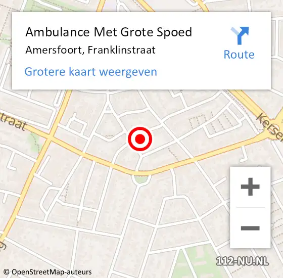 Locatie op kaart van de 112 melding: Ambulance Met Grote Spoed Naar Amersfoort, Franklinstraat op 13 oktober 2017 21:57