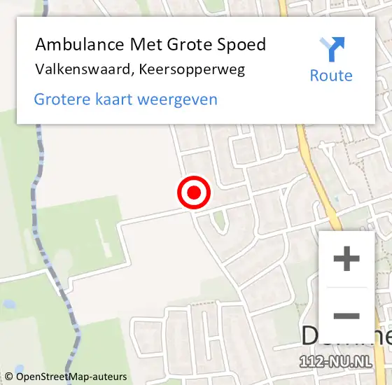 Locatie op kaart van de 112 melding: Ambulance Met Grote Spoed Naar Valkenswaard, Keersopperweg op 14 oktober 2017 01:29
