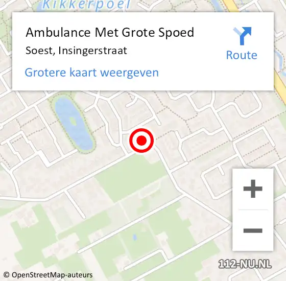 Locatie op kaart van de 112 melding: Ambulance Met Grote Spoed Naar Soest, Insingerstraat op 14 oktober 2017 04:13