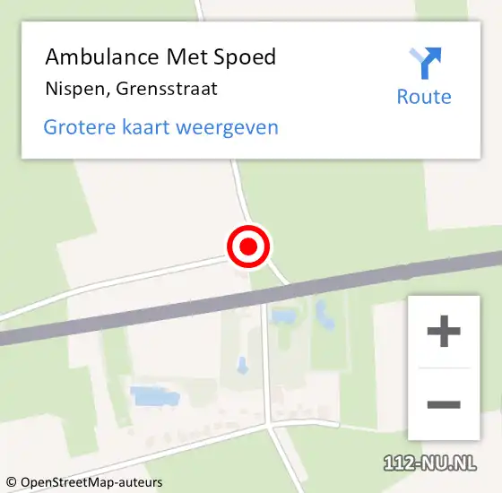 Locatie op kaart van de 112 melding: Ambulance Met Spoed Naar Nispen, Grensstraat op 14 oktober 2017 08:37