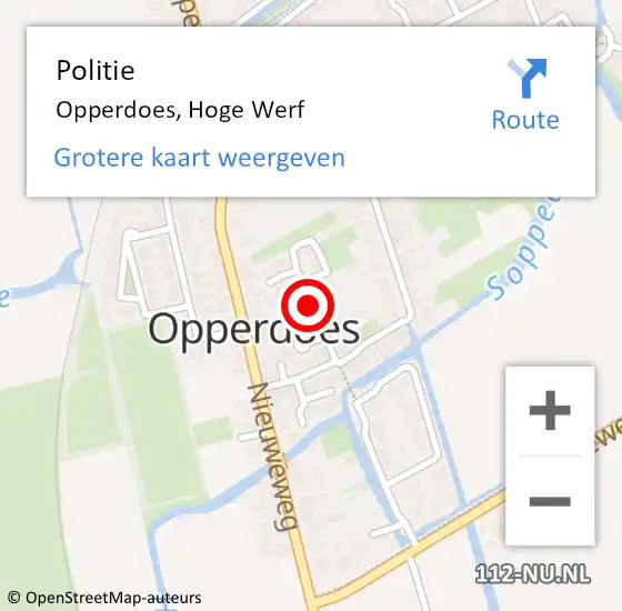 Locatie op kaart van de 112 melding: Politie Opperdoes, Hoge Werf op 14 oktober 2017 12:03
