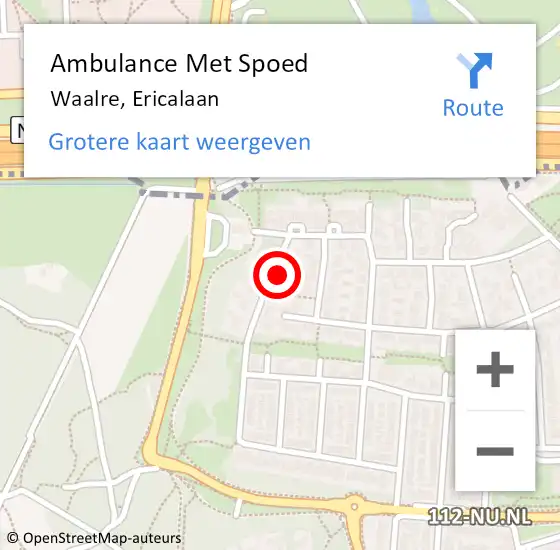 Locatie op kaart van de 112 melding: Ambulance Met Spoed Naar Waalre, Ericalaan op 14 oktober 2017 12:28