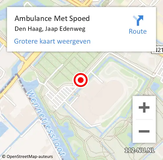 Locatie op kaart van de 112 melding: Ambulance Met Spoed Naar Den Haag, Jaap Edenweg op 14 oktober 2017 12:41