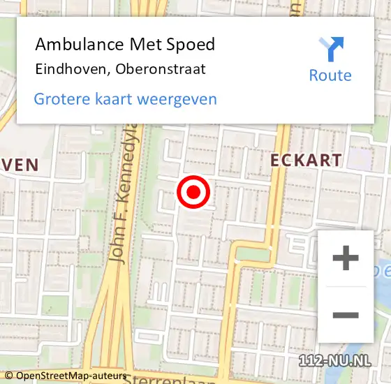 Locatie op kaart van de 112 melding: Ambulance Met Spoed Naar Eindhoven, Oberonstraat op 14 oktober 2017 16:32