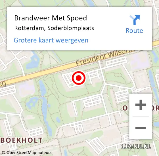 Locatie op kaart van de 112 melding: Brandweer Met Spoed Naar Rotterdam, Soderblomplaats op 14 oktober 2017 20:02