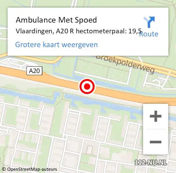 Locatie op kaart van de 112 melding: Ambulance Met Spoed Naar Vlaardingen, A20 L hectometerpaal: 22,8 op 14 oktober 2017 21:35