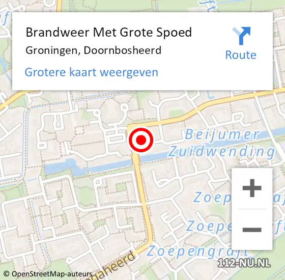 Locatie op kaart van de 112 melding: Brandweer Met Grote Spoed Naar Groningen, Doornbosheerd op 15 oktober 2017 01:40