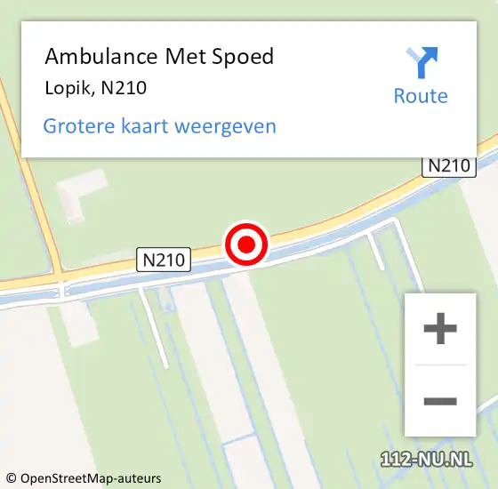 Locatie op kaart van de 112 melding: Ambulance Met Spoed Naar Lopik, N210 op 15 oktober 2017 10:54